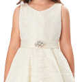 Grace Karin Moda Design sem mangas V-Neck Bege Lace Flower Girl Dress Small Girls Dress 2 ~ 12Years CL008938-4